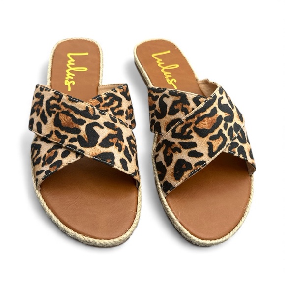 New in box, Lulu's‎ Koren Leopard Espadrille Slide Sandals - Picture 5 of 5